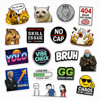 Impression d'étiquettes autocollantes découpées sur mesure avec logo de marque d'entreprise, motifs humoristiques de memes d'Internet, étiquettes de marque écologiques