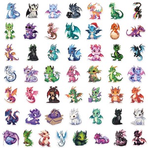 50 Vinyl Self-Adhesive Waterproof Cartoon European Dragons Stickers-<b>Cute</b> Q-Version Doodles for Luggage <b>Notebook</b> Skateboard - Product Image 5