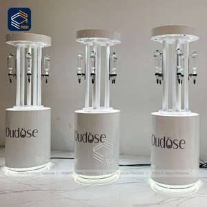 Support d'affichage de vente au détail rond avec surface peinte sur mesure, éclairage LED, présentoir cylindrique pour échantillons de <span class=keywords><strong>parfum</strong></span> - Product Image 3