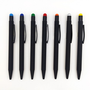 Aluminium2 en 1-pincel de goma suave con logotipo personalizado, lápiz capacitivo para pinza, lápiz capacitivo para pantalla táctil de metal, color negro - Product Image 3