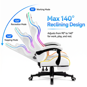 Chaise <span class=keywords><strong>Gamer</strong></span> en Gros, Fauteuil Inclinable <span class=keywords><strong>Pas</strong></span> <span class=keywords><strong>Cher</strong></span> pour PC, Chaise d'Ordinateur en Cuir RGB, Chaise de Jeu avec LED pour Gamers - Product Image 4