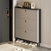 Meuble à chaussures en acier économique pour entrée de maison, console moderne minimaliste intégrée, grande capacité, ultra-mince, avec portes battantes