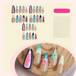 30 قطعة من الأظافر الاصطناعية الفاخرة ثلاثية الأبعاد متعددة الألوان منقوشة يدويًا من الأكريليك قابلة لإعادة الاستخدام بالجملة - Product Image 2