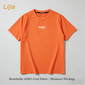 T-Shirt da Palestra per <span class=keywords><strong>Uomo</strong></span> Lijia di Alta Qualità, Traspirante e ad Asciugatura Rapida, Design Aderente, 180g, Abbigliamento Sportivo Aderente - Product Image 1