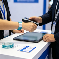 Bracelet tissé élastique NFC personnalisé avec puce RFID pour l'identification, la lecture d'URL et la mode (vente au détail)