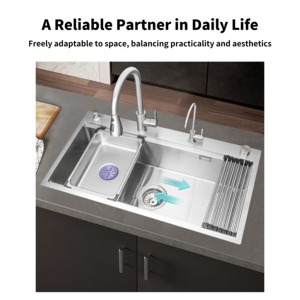 90x50cm Grote Enkelbak Keukenkraan, Premium SUS304 RVS voor Vervanging van de Vaatwasser - Product Image 2