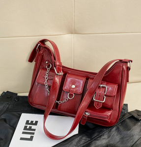 Sac fourre-tout à fermeture éclair en PU pour femme, style classique et polyvalent, personnalisable, à porter à l'épaule ou en bandoulière - Product Image 1