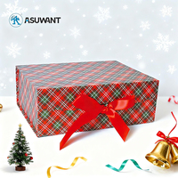 Luxuriöse Leere Magnetische Weihnachtsgeschenkbox mit UV-Beschichtung aus Recyclingmaterialien, Schleife und Faltschließe für Wein, Kerzen & Pralinen