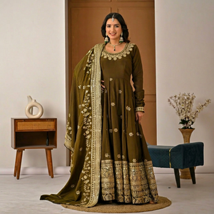 sachin and babi light blue dress Emerald Green Pakistani wholesale chiffon suit main image 1