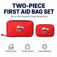 Ensemble de trousses de premiers secours pour enfants, grand et petit format, 2 pièces, avec logo personnalisé par transfert thermique, dessin animé, OEM, survie en extérieur