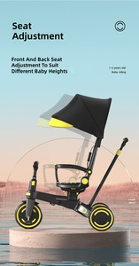 Tricycle bébé multifonctionnel léger avec siège rotatif à 360 degrés, poussette tricycle pliable 9-<span class=keywords><strong>en</strong></span>-1 pour enfants - Product Image 5