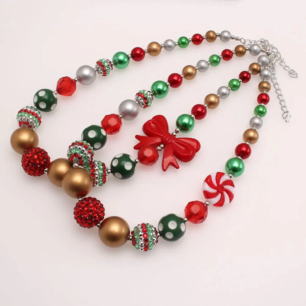 Collier de perles de princesse arbre de Noël pour filles ensemble de bijoux de jeu collier de Noël pour cadeaux de faveur petites filles
