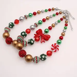 Mädchen Perlen Weihnachtsbaum Prinzessin Perlen Halskette Kleidungsspiel Schmuck-Set Weihnachtskette Als Gunst Geschenke kleine Mädchen
