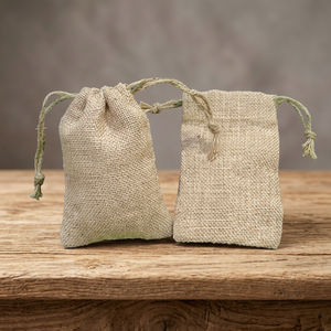 Stylish Jute <b>Drawstring</b> Pouch 6x4 Inch Handmade Natural Fiber Reusable <b>Bag</b> for <b>Small</b> Gifts Accessories Wedding Packaging - Product Image 1