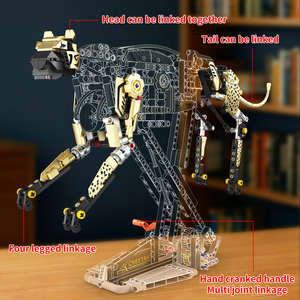 New 700+ Granule Hand Cranked Mechanical Cheetah Joint Movable Assembly Model Toy Children's Gift Building <strong>Block</strong> Set ABS Plastic - Product Image 3