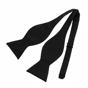 Nœud Papillon Réglable OEM Couleur Unie Noir en Soie pour Hommes, Idéal pour Cérémonies Funéraires - Fabrication Directe Usine - Product Image 1