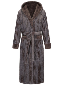 Vestaglia spessa Premium Femme uomo <span class=keywords><strong>donna</strong></span> pigiama Extra-lungo <span class=keywords><strong>accappatoio</strong></span> invernale <span class=keywords><strong>con</strong></span> <span class=keywords><strong>cappuccio</strong></span> doppio strato Jacquard indumenti da notte - Product Image 4