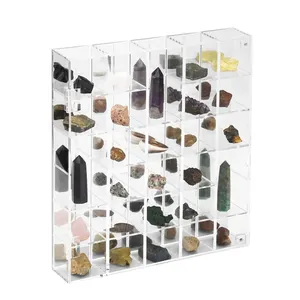 Scaffali regolabili su misura vetrina da collezione in roccia acrilica trasparente vetrina minerale in pietra lucite