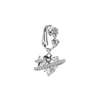 Bijoux de piercing mode en acier inoxydable Boucles d'oreilles en forme d'os avec zircon, planète, lune, cœur, amour, piercing