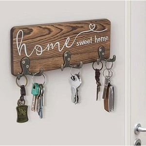 Wooden Key Rack With <b>Shelf</b> And <b>Hooks</b> Wall Mounted Entryway Organizer Home Sweet Home Sign Storage For Keys And Bags - Product Image 3