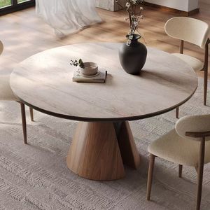 Oval <b>Solid</b> <b>Wood</b> Dining <b>Table</b> With Cone Base Modern Minimalist Design For Home Use - Product Image 2