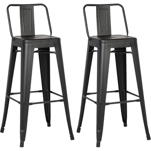 Tabourets <span class=keywords><strong>de</strong></span> <span class=keywords><strong>bar</strong></span> industriels en métal <span class=keywords><strong>noir</strong></span> avec dossier, empilables, style Tollix, hauteur comptoir, pour îlot <span class=keywords><strong>de</strong></span> cuisine, café, <span class=keywords><strong>bar</strong></span>, restaurant - Product Image 1