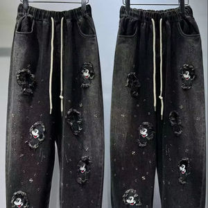 F076/Conjunto de Ropa de Algodón con Diseño de Marca Moderna para Mujer, Jeans de Otoño, Nuevo Estilo, Patrón Sólido, Atuendo Elegante para Moda Urbana - Product Image 1