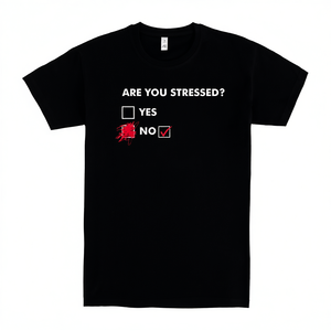 T-shirt Promozionale Unisex Nera 'Are You Stressed' con Design Anti-Stress - Product Image 2