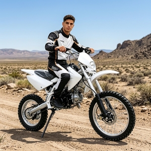 Motocicleta de Gasolina de 4 Tiempos de Alta Resistencia con Chasis Reforzado de Doble Viga, Escape Doble Recto, Amortiguadores Hidráulicos Delanteros y Traseros, Blanca, Sin Escobillas - Product Image 1