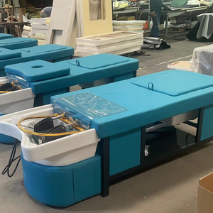 Salon de luxe <span class=keywords><strong>bleu</strong></span> tête électrique Spa Circulation de l'eau lavage des cheveux Table de Massage pédicure shampooing lit - Product Image 6