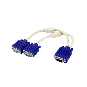 Nouveau câble VGA 3 + 6 <span class=keywords><strong>double</strong></span> anneau magnétique en cuivre pur VGA 1/2 VGA 1 en 2 sorties HD câble de distribution d'affichage vidéo - Product Image 2
