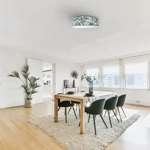 Plafoniera LED 4xE27, 17,5x60x60 cm, colore blu foglia, ideale per illuminare spazi e decorazioni interne. - Product Image 2