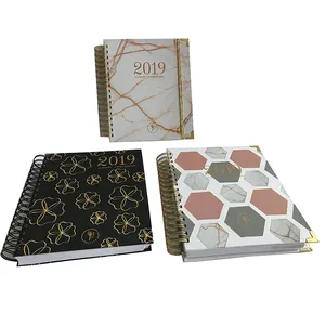 2024 Free Sample Custom Gold Spiral A4 A5 Weekly Daily Planner Notebook Printing