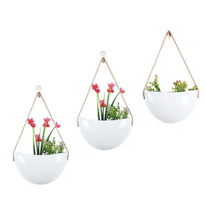 Керамический набор из 3 современных цветочных горшков в форме Луны для суккулентов, трав