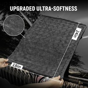 Livos Serviette de séchage pour voiture en microfibre de haute qualité 1000GSM, double face, gris foncé, motif ondulé, sans bord, douce - Product Image 3