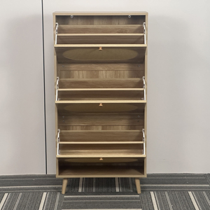 Meuble à chaussures avec <span class=keywords><strong>3</strong></span> tiroirs rabattables en rotin, étagère à chaussures dissimulée, organisateur de chaussures autoportant haut avec pieds pour couloir et entrée - Product Image 6