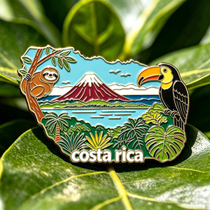 Imán de nevera metálico personalizado con diseño de perezoso y colibrí, bandera de <span class=keywords><strong>Costa</strong></span> <span class=keywords><strong>Rica</strong></span>, recuerdo de viaje de Centroamé<span class=keywords><strong>rica</strong></span>, venta al por mayor - Product Image 3