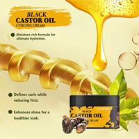 Crème de boucles à l'huile de ricin noire à hydratation longue durée forte tenue pour les cheveux frisés crépus garde les boucles hydratées tout au long de la journée