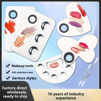 Palette de mélange en acier inoxydable OEM pour artistes de nail art et cosmétiques, avec spatule, personnalisable (marque et logo), vente en gros usine
