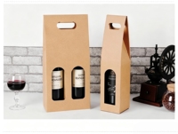 Boîte à vin rouge en papier kraft XIYU, boîte cadeau à vin rouge à double pied en carton ondulé épais, boîte d'emballage à vin rouge avec poignée