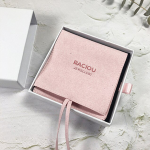 chinese custom logo printed luxury sliding small travel round earring paper packaging jewelry box with microfiber jewelry pouch