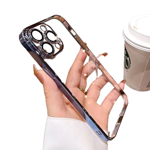 Étui de téléphone portable Weview de luxe, en PC transparent électro-plaqué, résistant aux chocs, anti-poussière, avec protection d'objectif d'appareil photo - Product Image 1