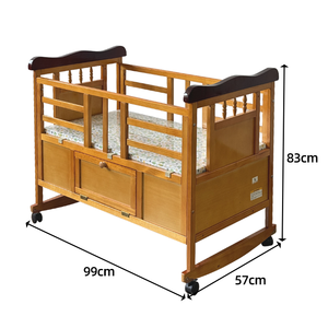 <span class=keywords><strong>Cuna</strong></span> de Madera Tradicional 2 en 1 Portátil con Ruedas para Bebés Recién Nacidos - Product Image 6