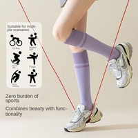 Chaussettes de compression pour le mollet pour femmes, chaussettes de yoga antidérapantes avec grip en silicone, chaussettes de compression mi-mollet pour la gym