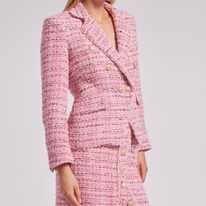 Abiti Personalizzati Nuovi Arrivi Completi Tailleur da Donna Stile Retrò da Ufficio Completo Due Pezzi con <span class=keywords><strong>Blazer</strong></span> in Tweed <span class=keywords><strong>e</strong></span> <span class=keywords><strong>Gonna</strong></span> - Product Image 3