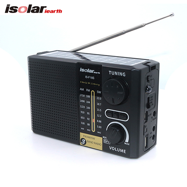 IS-F18BTS Newest Outdoor Rechargeable Solar Fm Am Sw 3 Band Portable Radio Retro Wireless Speaker Solar Radio With Led Light