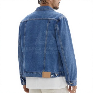 Veste en jean classique pour homme, col mandarin décontracté, respirante, coupe régulière, pour l'hiver, 100% coton, bleu délavé - Product Image 2