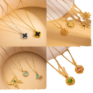 18K vàng mạ titan thép vòng cổ màu ngọc lam Mặt dây chuyền không thấm nước xỉn miễn phí chuỗi xương đòn cho phụ nữ Bạc vòng cổ - Product Image 4