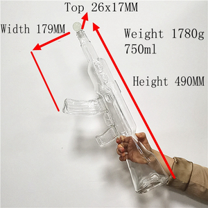 Vente en gros de bouteilles de vin en verre transparentes vides en forme de <span class=keywords><strong>AK</strong></span> <span class=keywords><strong>47</strong></span>, carafe à whisky, rhum - Product Image 6