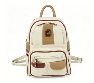<span class=keywords><strong>Zaino</strong></span> in Pelle PU per <span class=keywords><strong>Donna</strong></span>, Trendy con Tasche Multiple, <span class=keywords><strong>Beige</strong></span>, Piccolo <span class=keywords><strong>Zaino</strong></span> da Viaggio, Vintage Bicolore - Product Image 1